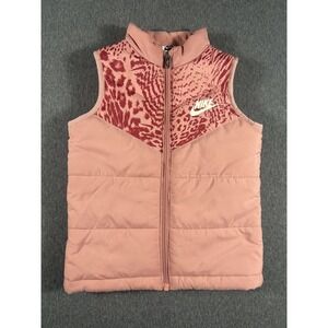 Nike Kids Girl's Pink Animal Print Puffer Vest Size 5 (4-5 Years)